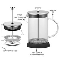 SEECIN France Presse à café en verre Presse à café réutilisable Noir 1000ml Presse française