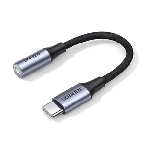 UGREEN USB C إلى 3.5 مللي متر محول الصوت نوع C إلى سماعة Aux جاك دونغل 24bit/96kHz ايفي DAC مزين وصلة كابل