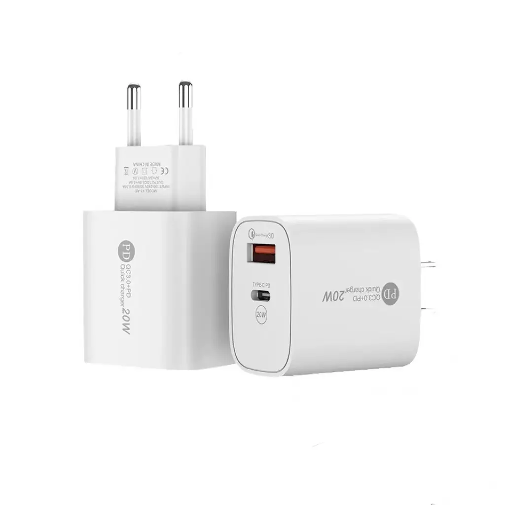 USBA 18W USBC 20W QC 3,0 USB tipo-c PD cargador rápido EU US adaptador enchufe cargador de pared para iPhone 15 14 13 12 11