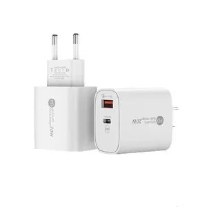 USBA 18W USBC 20W QC 3.0 USB Type-c PD快速充电器欧盟美国适配器插头壁式充电器适用于iphone 15 14 13 12 11