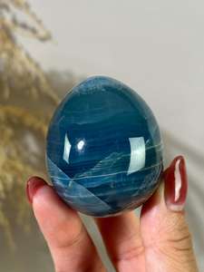 Œufs en onyx bleu de style bohème polis en gros, pierre de cristal naturelle de guérison pour la décoration de la maison et les cadeaux - Product Image 3