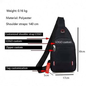Sac bandoulière homme personnalisé de haute qualité avec logo, sac de poitrine décontracté en tissu Oxford, bleu, noir, gris, vente en gros - Product Image 6