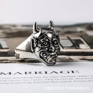 แหวนหน้าปีศาจหัวกระทิงสำหรับผู้ชาย ไทเทเนียมสตีล สไตล์พังก์ รุ่น SA795 ของขวัญ - Product Image 4