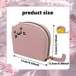 Porte-cartes <span class=keywords><strong>de</strong></span> crédit minimaliste en métal avec poche avant, motif chat <span class=keywords><strong>de</strong></span> dessin animé mignon, organiseur <span class=keywords><strong>de</strong></span> sac à main - Product Image 4