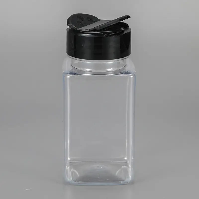 Platz kunststoff spice container 4 unzen, Küche PET Leere Kunststoff spice gläser, kunststoff gewürz flasche mit shaker deckel