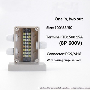 100x68x50mm <b>Waterproof</b> <b>Junction</b> <b>Box</b> One-in-two-out 15A Terminal Block PG9 Cable Gland Enclosure Terminal <b>box</b> - Product Image 2
