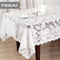 Nappe en dentelle blanche 100% polyester, carrée/rectangulaire/ronde, longue, vintage, brodée, pour réception, imperméable et résistante à l'huile, Yobai