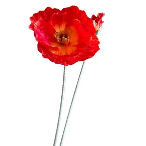 Large Flocked Poppy <b>Artificial</b> <b>Flower</b> Mixed Color Silk <b>Flower</b> Wedding Home Decoration Prop High Simulation - Product Image 5