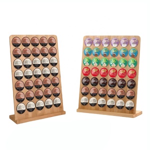 Multi-compartiment staande, milieuvriendelijke, opvouwbare koffiecapsule-opbergrek met gepersonaliseerde <span class=keywords><strong>display</strong></span> organizer van natuurlijk hout - Product Image 1
