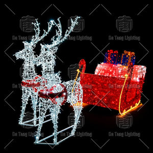 Large Christmas Santa Claus Reindeer Carriage Motif <b>Light</b> For Outdoor Festival Display Decoration - Product Image 4