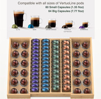 Support de capsules de café en bambou extensible pour le comptoir, tiroir, insert, pour capsules Nespresso Vertuo, sachets de thé