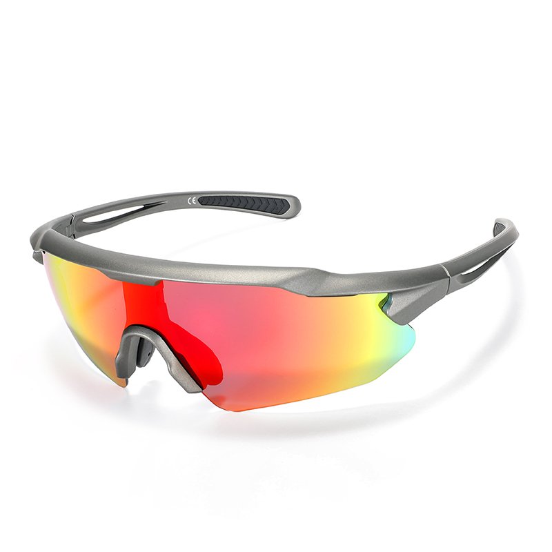 Montatura grigio canna di fucile + lente blu rossa