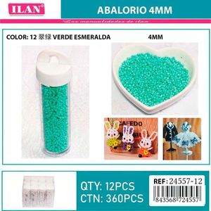 Perline Ilan Abalorio 4mm Verde Smeraldo per Artigianato e Creazione di Gioielli - Product Image 3