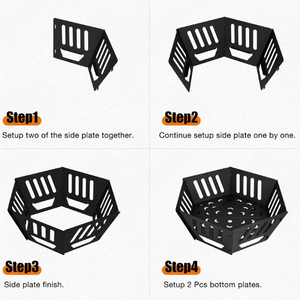 Brasero en acier de 24 pouces, portable, pour l'extérieur, poêle à bois, camping, jardin, pique-nique, patio, plage, écologique, sac de transport - Product Image 3