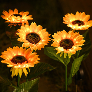 Lampe solaire de jardin en forme de tournesol, étanche, pour la décoration extérieure des pelouses et des paysages, éclairage continu de 6 à 12 heures, matériau en caoutchouc - Product Image 2