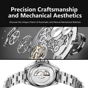 Montre automatique étanche pour hommes personnalisée avec réserve de marche montres à main mécaniques <span class=keywords><strong>lunette</strong></span> rotative classique montre-bracelet en acier inoxydable - Product Image 5