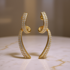 Orecchini di Lusso in Oro 18K con Diamanti, Taglio Brillante Rotondo, Colore G, Diamanti Naturali, Gioielli da Festa, Stile Lussuoso - Product Image 2