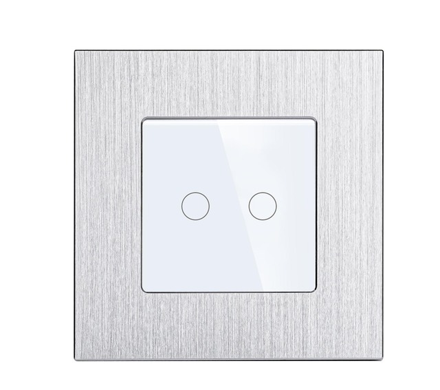 2 Gang Smart Touch Wall Light Switch with Aluminium Frame for Smart Home WIFI Zigbee Normal Mechanical