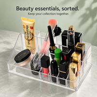 Organisateur de bureau hexagonal transparent en plastique pour le rangement des cosmétiques et des bijoux