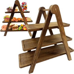 Estante de Almacenamiento de Madera de 3 Niveles, Estilo Vintage, para Exhibición de Pasteles, Galletas, Frutas y Mantequilla - Product Image 1