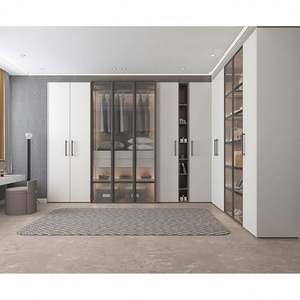 Armoire en bois de luxe sur mesure, vente chaude, meubles de haute qualité, placards de rangement, armoire de chambre à coucher moderne de style shaker avec porte en verre - Product Image 6