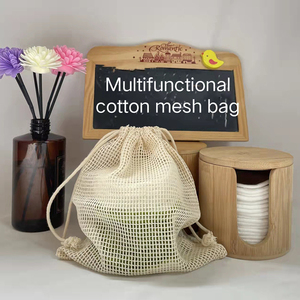 Custom Logo Accept 9*14Cm Reusable Recyclable Organic Cotton Mesh <b>Bag</b> Drawstring Packaging Favors for Soap Candle Fruit - Product Image 1