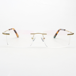 Top105 gran oferta nueva llegada alta calidad oro retro peso ligero cuadrado gafas sin montura marcos ópticos para unisex - Product Image 1