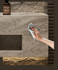 Meuble de salle de bain intelligent sur mesure avec miroir, vasque simple ou double intégrée en dalle de roche sans joint, style luxe léger - Product Image 6