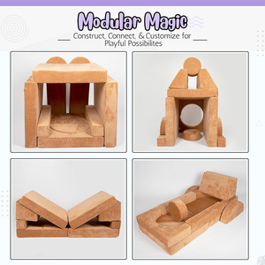 Canapé modulaire pour enfants en blocs de construction, 55 pouces, mobilier de jeu souple pour la maison, avec rembourrage en mousse haute élasticité - Product Image 4