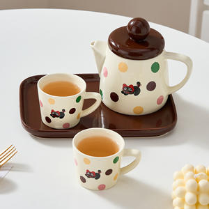 Juego de té de cerámica, tetera con diseño de gato de dibujos animados, linda tetera resistente al calor, juego de tetera con filtro de agua fría. - Product Image 2