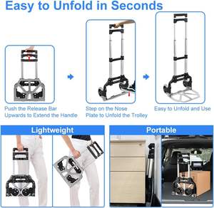 Lipat truk tangan <span class=keywords><strong>Dolly</strong></span> <span class=keywords><strong>Cart</strong></span> 330 Lbs kapasitas beban Aluminium Trolley <span class=keywords><strong>Cart</strong></span> dengan Telescoping Handle <span class=keywords><strong>2</strong></span> roda - Product Image 2