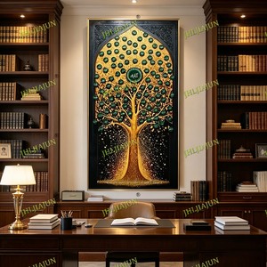 Arte Murale Islamica con 99 <span class=keywords><strong>Nomi</strong></span> <span class=keywords><strong>di</strong></span> <span class=keywords><strong>Allah</strong></span> e Design Albero della Vita, Dipinto su Porcellana con Cristalli e Glitter, Decorazione per Casa Ramadan ed Eid - Product Image 3