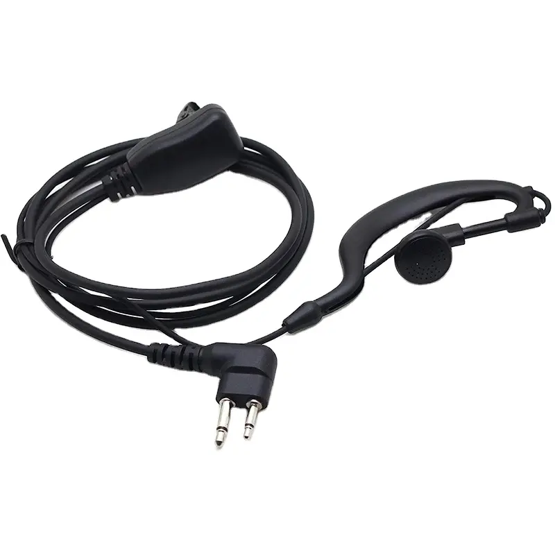 2 Pin G Headset telinga klip bentuk dengan mikrofon untuk perangkat Radio dua arah 450 dep040 CP200 CP200D CP185 DTR650 PR400 EP450