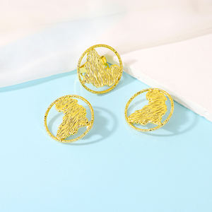 HanHan Jewelry 18K África Lvory Coast Map Baoule Jewelry Pendientes <span class=keywords><strong>de</strong></span> <span class=keywords><strong>oro</strong></span> Anillos africanos Bijoux Acier inoxydable Jewelry Set - Product Image 2