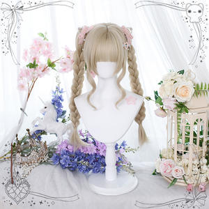 Perruque complète Lolita, longue et bouclée, avec deux queues de cheval, coupe princesse, frange latérale, en fibre haute température, pour femmes - Product Image 5