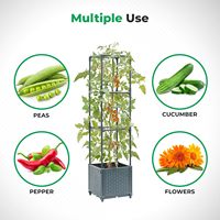 Carré Potager Surélevé avec Treillis et Cage à Tomates, Bacs de Culture pour Jardin Extérieur Serre et Légumes Grimpants