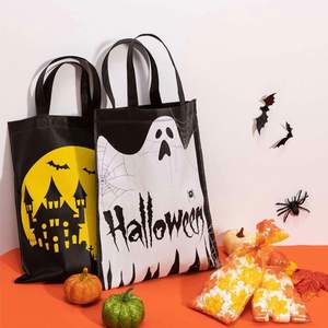 Custom Holiday Party Prank Skull <b>Pumpkin</b> Witch Candy Reusable Non Woven Tote Halloween Gift Bag for Kids - Product Image 4
