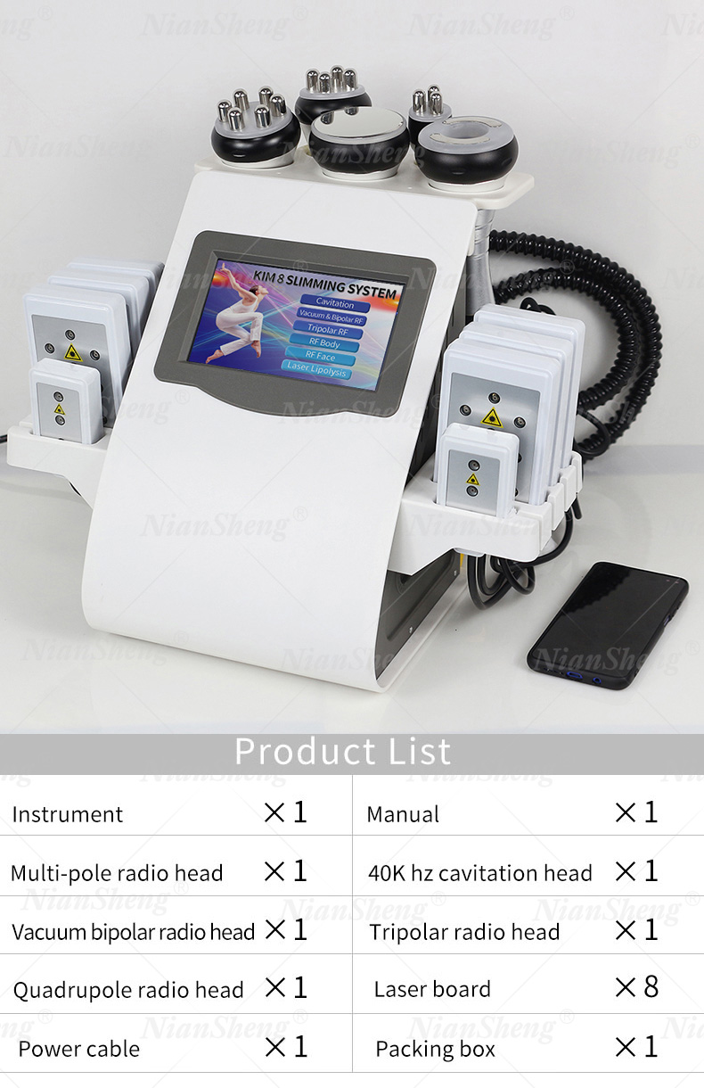 Black Friday Deal Factory Price 6 in 1 High Quality Kim 8 New Ultra Cavitation Rf Vacuum Slimming Machine