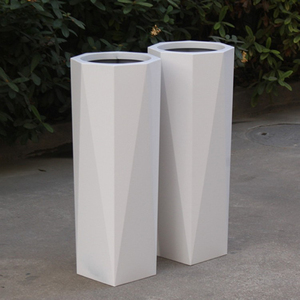 Jardinières en <span class=keywords><strong>acier</strong></span> <span class=keywords><strong>galvanisé</strong></span> par métal blanc personnalisé de pots de fleur debout - Product Image 3