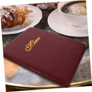 Cubiertas de menú de restaurante <span class=keywords><strong>A4</strong></span>, 14 bolsillos, venta al por mayor, carpeta de archivos de cuero PU de tapa dura, carpeta de presentación de logotipo estampado en caliente - Product Image 6