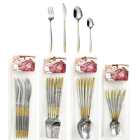 Ensemble de Couverts de Table en Acier Inoxydable Argentés et Dorés, Couteaux, Fourchettes et Cuillères, Personnalisables pour Fabricants en Gros