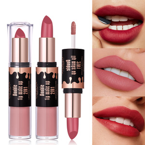 Lápiz labial 2 en 1 Brillo de labios Esmalte de labios de doble cabeza Taza antiadherente Mate Lápiz labial mate - Product Image 2