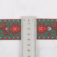 Ruban sergé jacquard imprimé vintage 3,8 cm, multicolore, motif floral style européen, pour textile de maison, volet roulant souple, sacs et chaussures