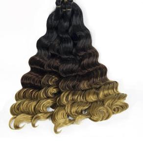 Extensions de cheveux synthétiques pour tresses, 20 pouces, vague profonde, couleur ombrée, tresses au crochet, tresses Freetress, cheveux en vrac, style bouclé, vente en gros - Product Image 2
