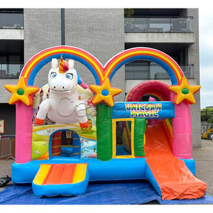 Château gonflable pour enfants à vendre, lit à bascule gonflable avec toboggan, thème licorne, parc pour filles, fête d'anniversaire - Product Image 1