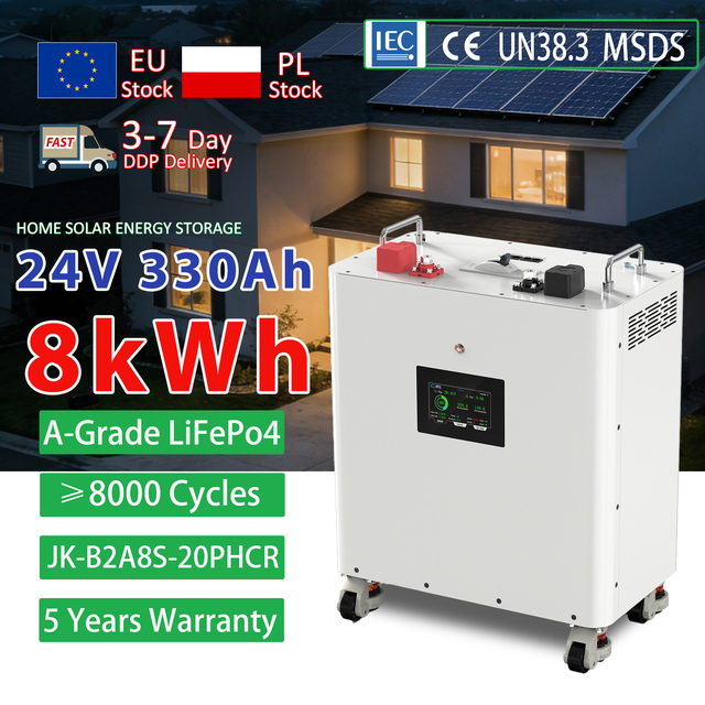 PL in Stock Rechargeable 24V 314Ah 330Ah Vertical LiFePO4 Battery A-Grade 8000 Cycles Solar Home Storage Battery Pack System
