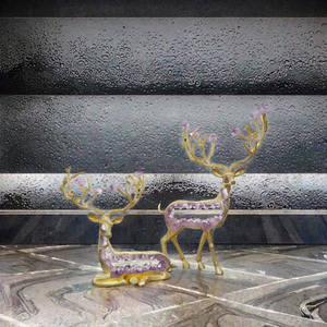Figurine de cerf en cristal de luxe, artisanat en métal, sculpture animale, statue décorative en améthyste pour la maison et le bureau - Product Image 3