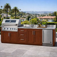 Set Dapur BBQ Outdoor dengan Grill, Kulkas, dan Wastafel Terintegrasi Anti Karat dari Baja Tahan Karat 304 Gaya Shaker