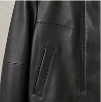 Veste décontractée en peau de mouton à grain naturel mat pour femme, avec ourlet élastique intérieur, coupe ajustée, manteau court en cuir pour trajets quotidiens