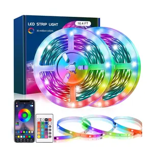 חג הוביל חכם הביתה rgb אור פסים 12v wifi tuya שליטה אפליקציה 5 מטר רבגית 5050 הוביל רצועה